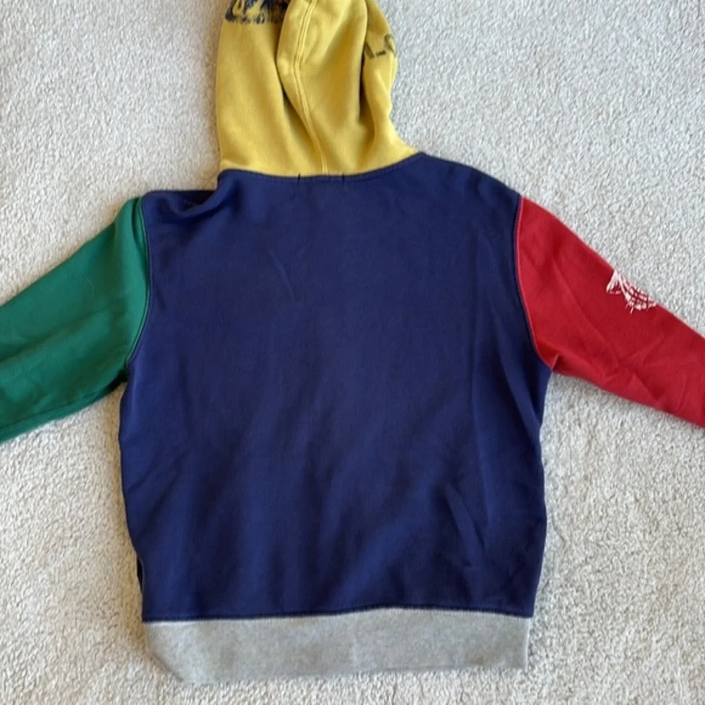 Polo Ralph Lauren Blue Letterman Colorblock Retro Zip‎ Hoodie Boys Medium 10-12